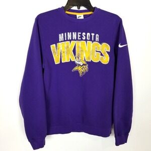 Nike Minnesota Vikings Men Pullover Crew Sweatshirt Sz S Blue Logo Fleece